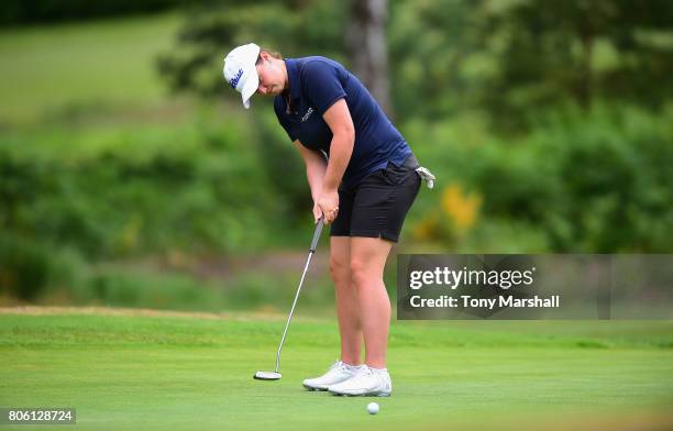 Maria Tulley of Eastbourne Downs Golf Club putts on the 2nd green during the Titleist and FootJoy Women's PGA Professional Championship at The...