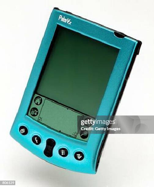 The "Palm Vx Claudia Schiffer" version of the popular pocket-sized Palm Pilot is seen here. Model Claudia Schiffer has lent her flair to the design...