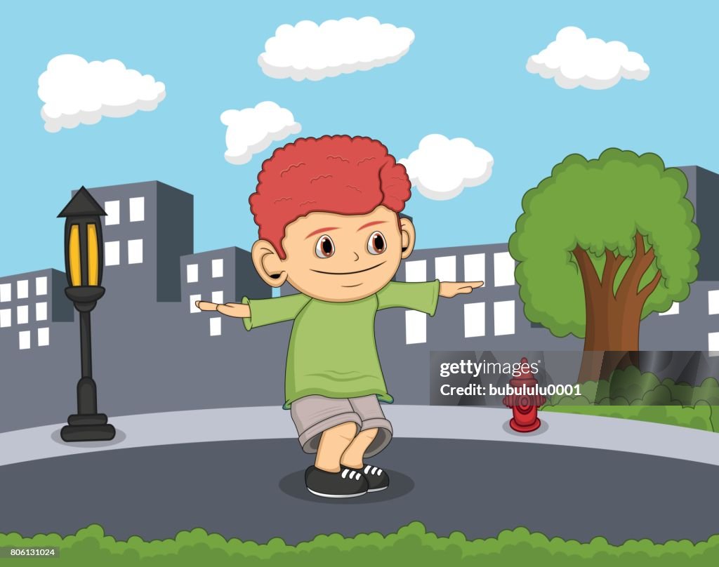 Un Niño Bailando Con Dibujos Animados Fondo De Ciudad Ilustración de stock - Getty Images Un Niño Bailando Con Dibujos Animados Fondo De Ciudad Ilustración de stock - Getty Images