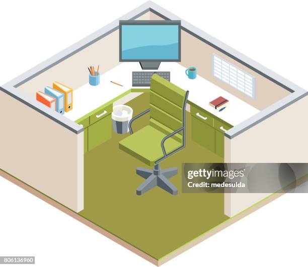 isometric office - note pad on table stock illustrations