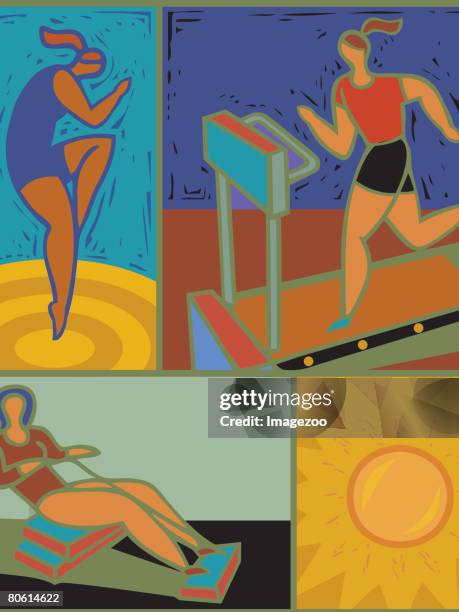 illustration of women working out - aerobics instructor点のイラスト素材／クリップアート素材／マンガ素材／アイコン素材