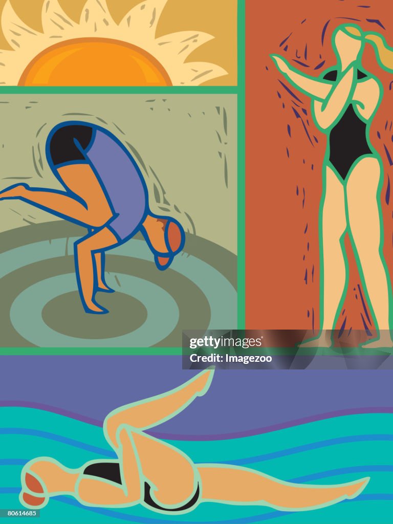 Illustration of people doing yoga