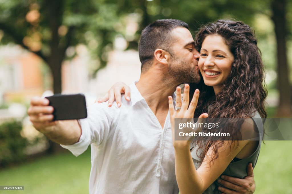Fiances taking a selfie