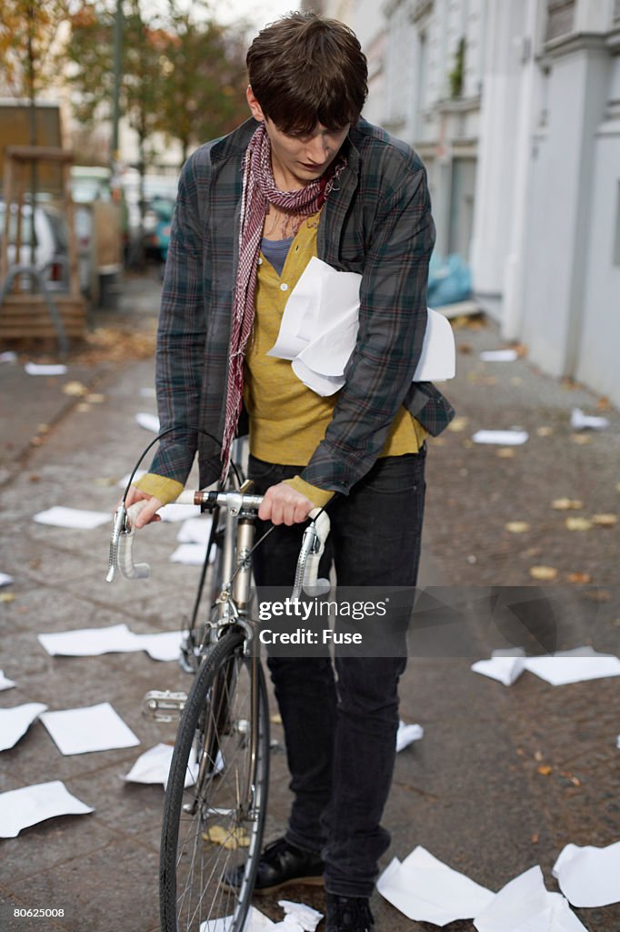 Hip Young Man on Bicycle