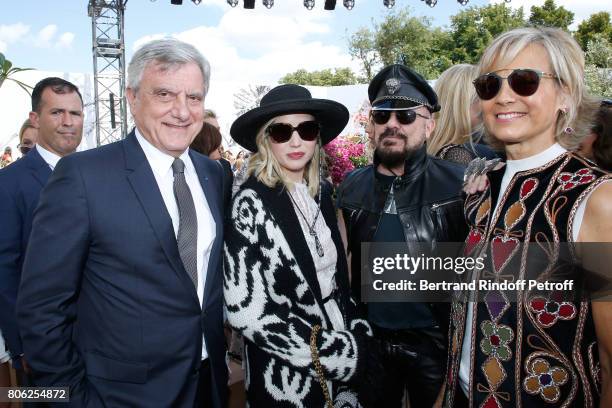 Dior CEO Sidney Toledano, actors Jennifer Lawrence, Peter Marino and Helene Arnault attend the Christian Dior Haute Couture Fall/Winter 2017-2018...