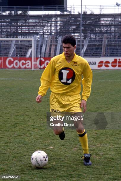 Zinedine Zidane of As Cannes during photo shooting on March 1st 1991 in Cannes.