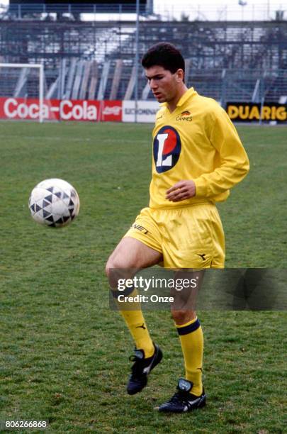 Zinedine Zidane of As Cannes during photo shooting on March 1st 1991 in Cannes.