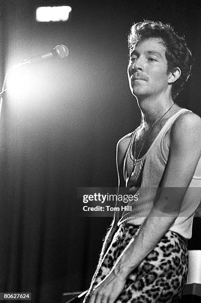 Vocalist Fred Schneider of The B-52s performs for a hometown crowd at The Classic Theater on May 20, 1978 in Athens, Georgia, United States.