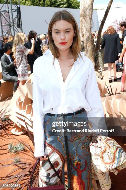 Camille Rowe attends the Christian Dior Haute Couture Fall/Winter 2017-2018 show as part of Haute Couture Paris Fashion Week on July 3, 2017 in...