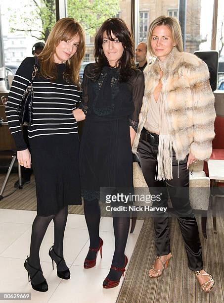 Emily Oppenheimer-Turner, Claudia Winkleman and Jane Gotttschalk attend the Lisa B book launch party held at the InterContinental Hotel on April 10,...