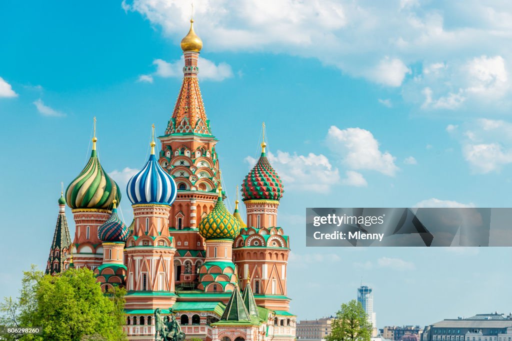 Saint Basil Cathedral Moscow in Summer Copy Space Russia