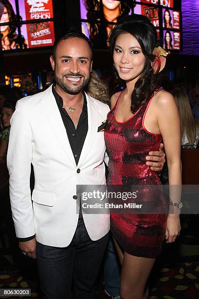 Fashion designer Nick Verreos and Miss Universe 2007 Riyo Mori appear at the Fashion Rocks the Universe! fashion show at the Hawaiian Tropic Zone...