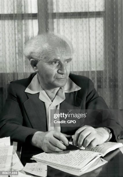 David Ben Gurion, the first Prime Minister of the Jewish State, in his office May 20, 1949 in Tel Aviv, Israel.