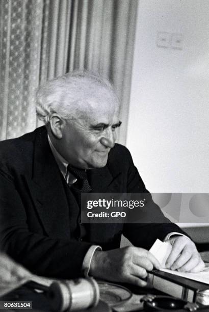 David Ben Gurion, the first Prime Minister of the Jewish State, in his office January 19, 1949 in Tel Aviv, Israel.