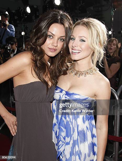 Actors Mila Kunis and Kristen Bell arrive at the premiere of Universal Picture's "Forgetting Sarah Marshall" at the Chinese Theater on April 10, 2008...