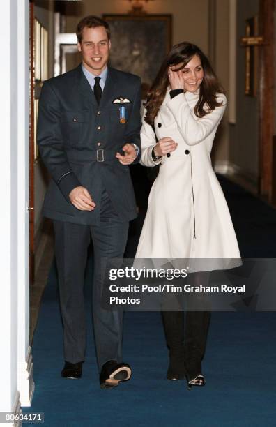 Prince William and his girlfriend Kate Middleton arrive at the Central Flying School at RAF Cranwell where Prince William received his RAF wings in a...
