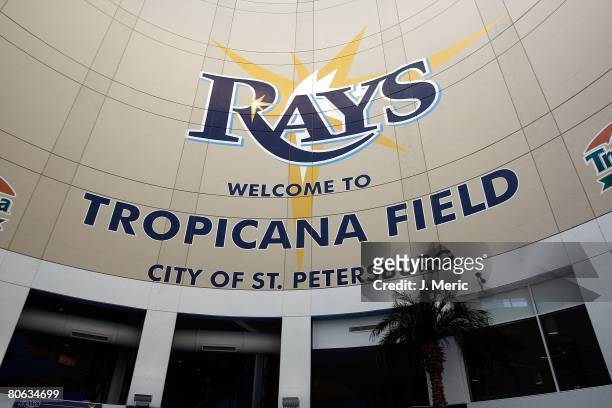 Interior view of Tropicana Field prior to the game between the Seattle Mariners and the Tampa Bay Rays on April 8, 2008 at Tropicana Field in St....