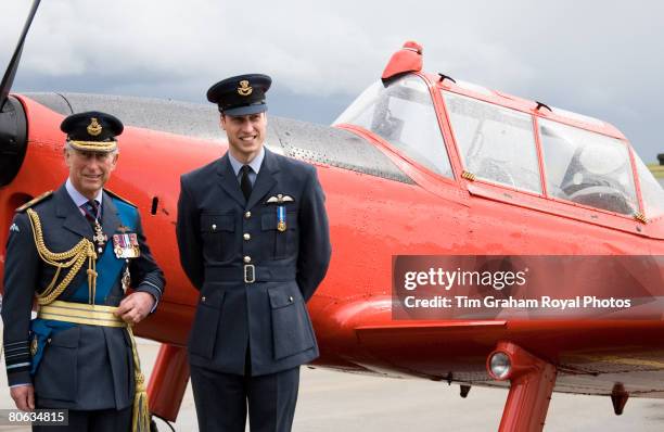 After receiving his RAF wings in a graduation ceremony Prince William joins his father, The Prince of Wales, Air Chief Marshal, for a tour of the...