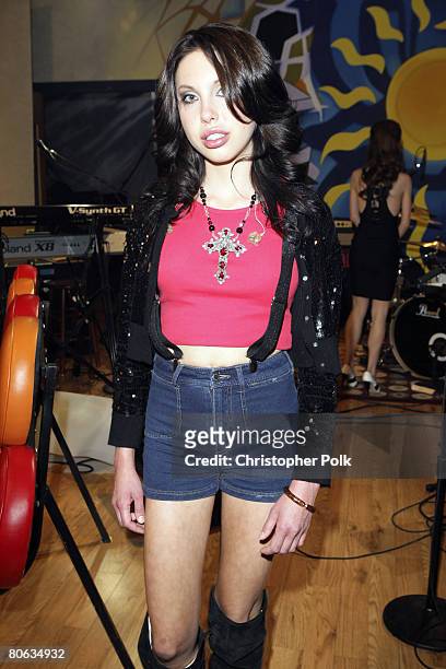 Chloe Lattanzi, daughter of Olivia Newton-John, backstage during the live taping of "Rock the Cradle" on April 10, 2008 at CBS Studio Center in...