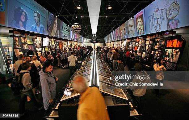 The public gets its first look at the "News History" section of The Newseum during its grand opening April 11, 2008 in Washington, DC. The...