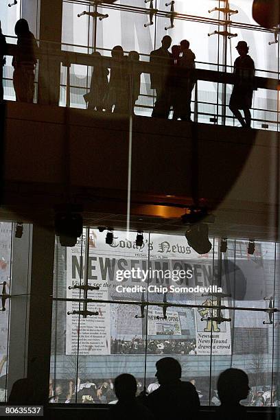 The public gets its first look at the six-level, glass, steel and stone Newseum during its grand opening April 11, 2008 in Washington, DC. The...