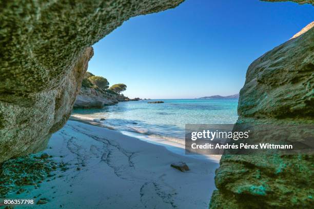 blick aus felsenhöhle von acciaju - corsica bildbanksfoton och bilder