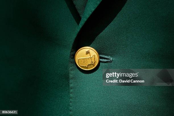 Detail shot of a member's green jacket button during the second round of the 2008 Masters Tournament at Augusta National Golf Club on April 11, 2008...