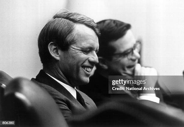 Sen. Robert F. Kennedy with his aide Theodore Sorenson April 3, 1968.