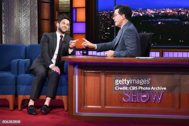 The Late Show with Stephen Colbert with guest Justin Bartha during Wednesday's June 28 2017 show.