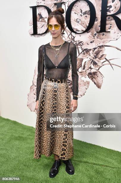 Aymeline Valade attends the Christian Dior Haute Couture Fall/Winter 2017-2018 show as part of Haute Couture Paris Fashion Week on July 3, 2017 in...