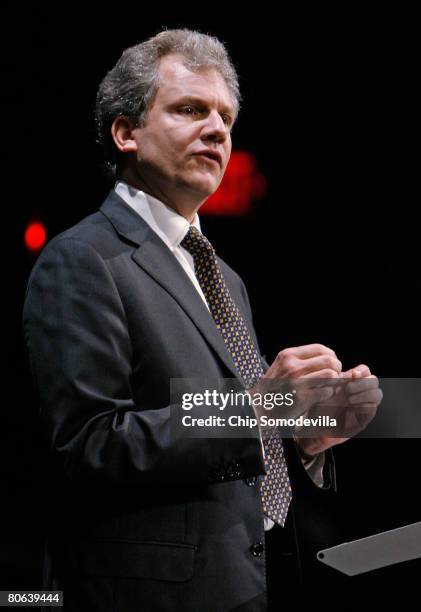 New York Times Chairman Arthur Sulzberger addresses the dedication ceremony of the Newseum April 11, 2008 in Washington, DC. The 250,000-square-foot...