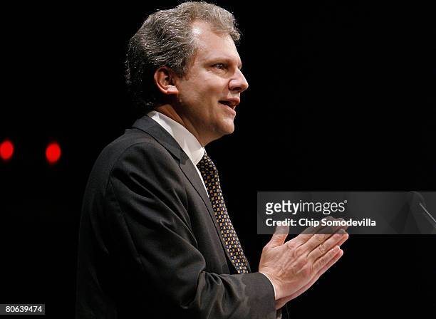 New York Times Chairman Arthur Sulzberger addresses the dedication ceremony of the Newseum April 11, 2008 in Washington, DC. The 250,000-square-foot...