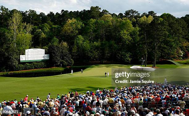 General view of the play at the 11th hole during the second round of the 2008 Masters Tournament at Augusta National Golf Club on April 11, 2008 in...