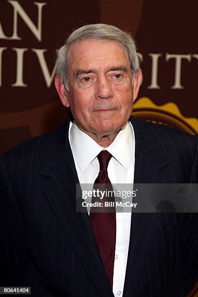 Dan Rather answers questions at a press conference after a Symposium on Nuclear Nonproliferation and Global Politics held at Rowan University on...