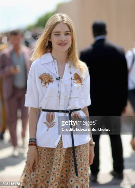 Natalia Vodianova attends the Christian Dior Haute Couture Fall/Winter 2017-2018 show as part of Haute Couture Paris Fashion Week on July 3, 2017 in...