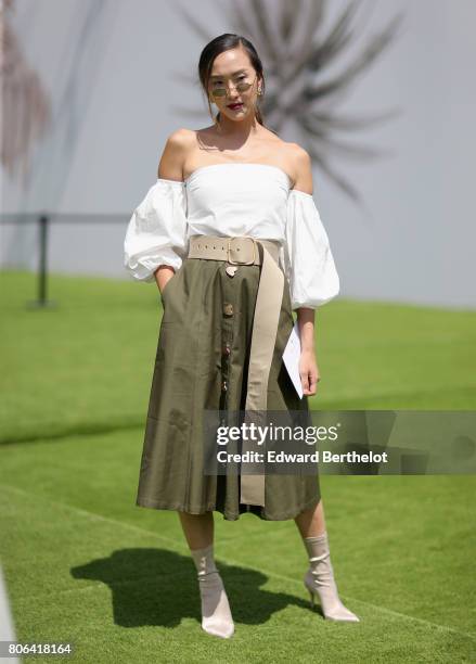 Chriselle Lim attends the Christian Dior Haute Couture Fall/Winter 2017-2018 show as part of Haute Couture Paris Fashion Week on July 3, 2017 in...