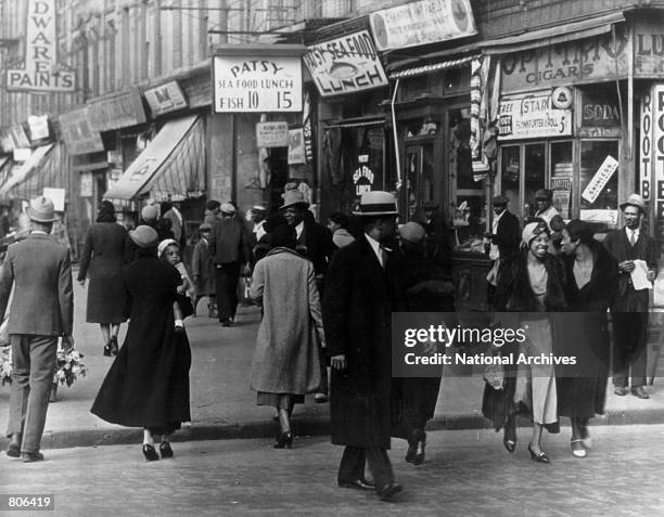 Harlem street scene in New York City.