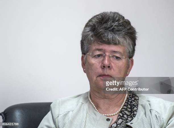 Panel member Alyson Leslie is pictured during a press conference after the publication of the final report of the Independent Jersey Care Inquiry...
