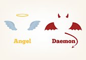 Angel and devil suit elements. Good and bad