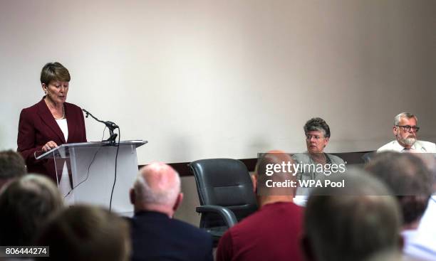 Panel members Frances Oldham QC, Alyson Leslie and Professor Sandy Cameron CBE attend a press conference at St Paul's Centre after the publication of...