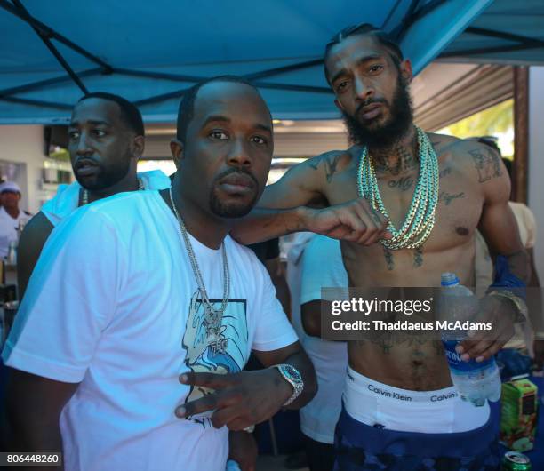 Twin and Nipsey Hussle at Stirrup Cay Island as part of The Summer Fest Cruise on July 2, 2017 in At Sea, [Bahamas].