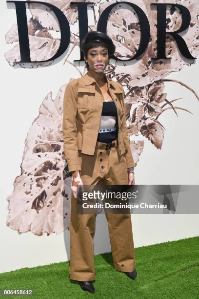 Winnie Harlow attends the Christian Dior Haute Couture Fall/Winter 2017-2018 show as part of Haute Couture Paris Fashion Week on July 3, 2017 in...