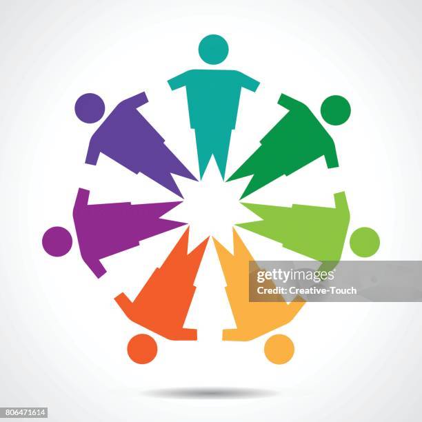 illustrazioni stock, clip art, cartoni animati e icone di tendenza di comunità colorata, unità, amicizia e solidarietà - centro amministrativo
