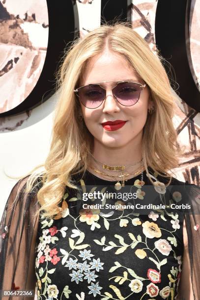 Chiara Ferragni attends the Christian Dior Haute Couture Fall/Winter 2017-2018 show as part of Haute Couture Paris Fashion Week on July 3, 2017 in...