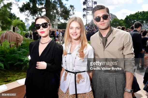 Ulyana Sergeenko,Natalia Vodianova and a guest attend the Christian Dior Haute Couture Fall/Winter 2017-2018 show as part of Haute Couture Paris...