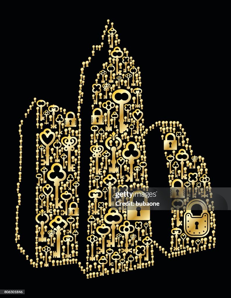 Golden Key Pattern Cityscape Antique Gold Keys Pattern Vector Graphic High-Res Vector ...
