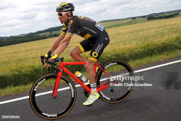 Thomas Voeckler of France riding for Direct Energie rides in the peloton during stage three of the 2017 Le Tour de France, a 212.5km stage from...