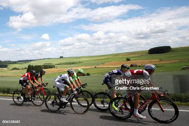 The peloton rides through the countryside during stage three of the 2017 Le Tour de France, a 212.5km stage from Verviers to Longwy on July 3, 2017...