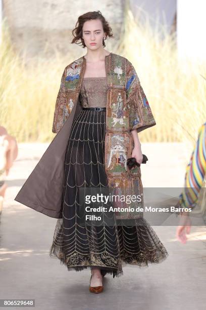Model walks the runway during the Christian Dior Haute Couture Fall/Winter 2017-2018 show as part of Haute Couture Paris Fashion Week on July 3, 2017...