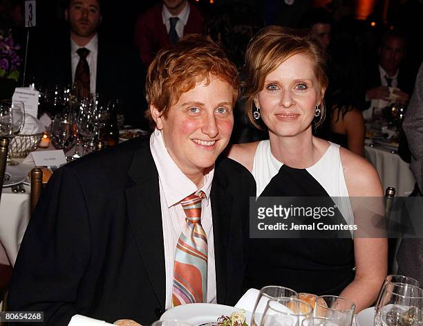 Actress and Point Foundation Honoree Cynthia Nixon poses with Christine Marinoni at the at the Point Foundation "Point Honors The Arts" Benefit at...